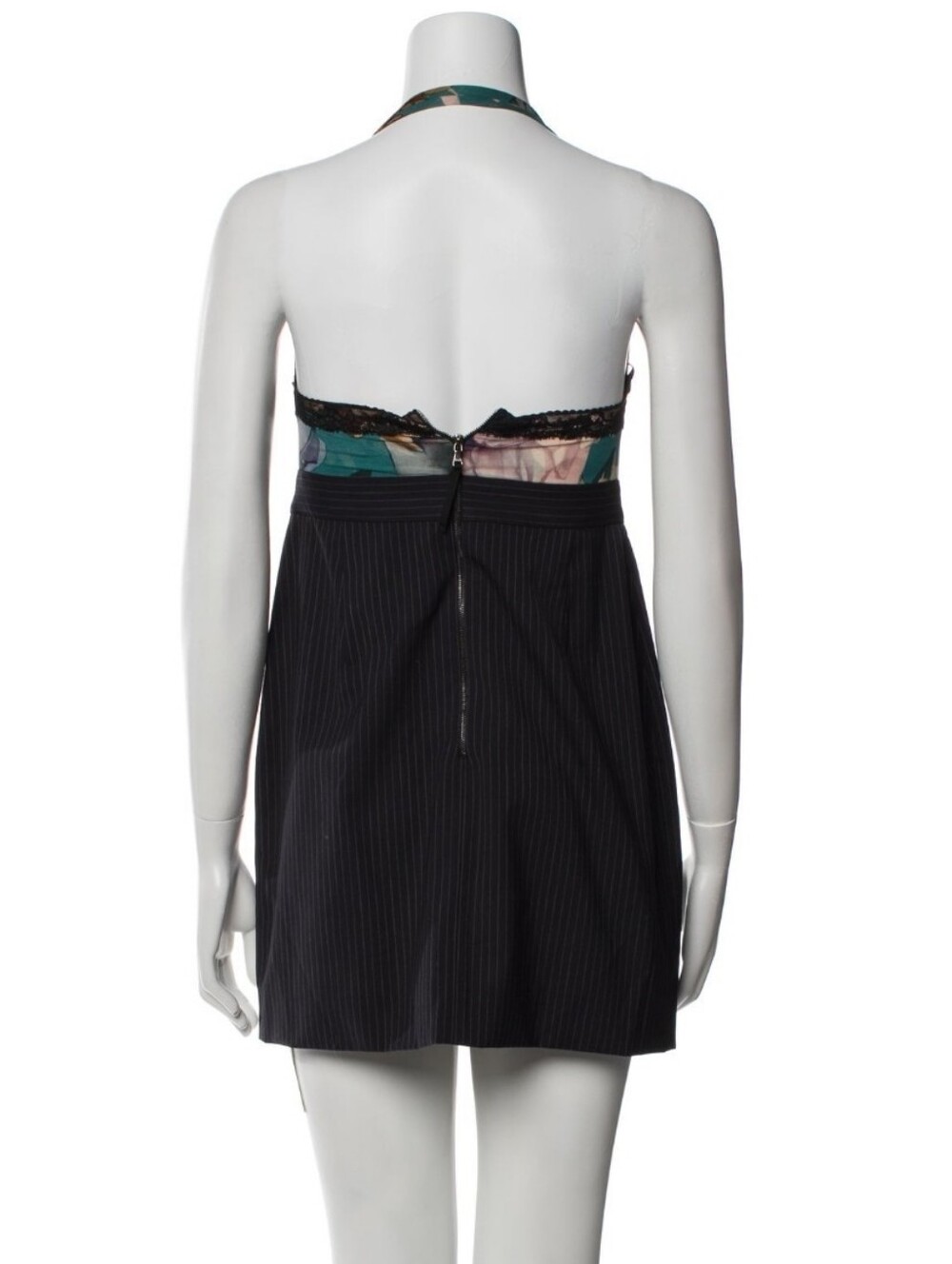 D&G Floral spaghetti strap mini dress 42 wool silk lux blend y2k S - Picture 12 of 13